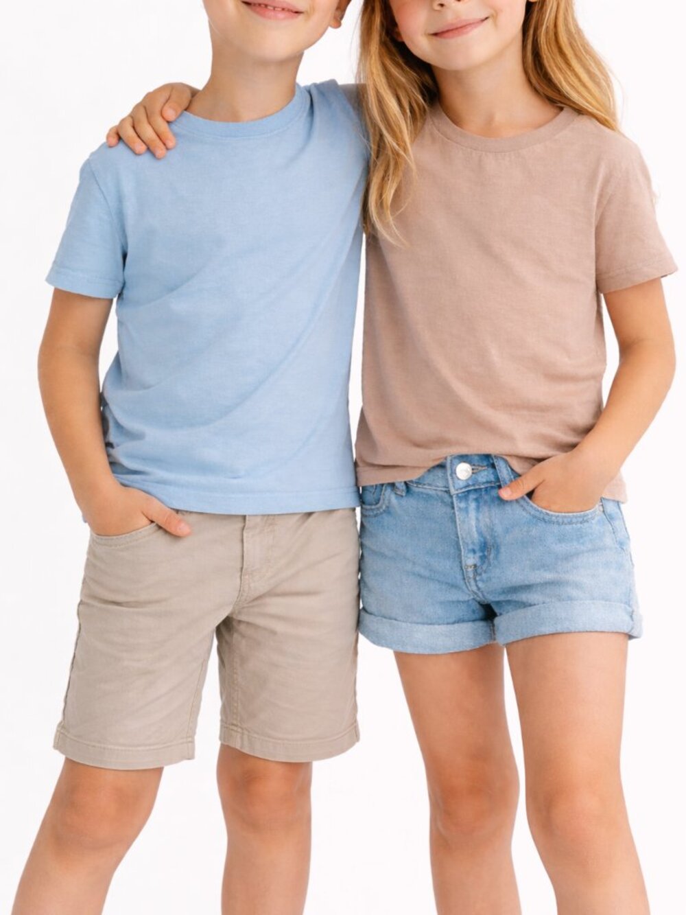 Reiss Kids "Bless" Crew Neck T-Shirt Bundle — Size 8-9Y — Stone & Blue — 2 Pack